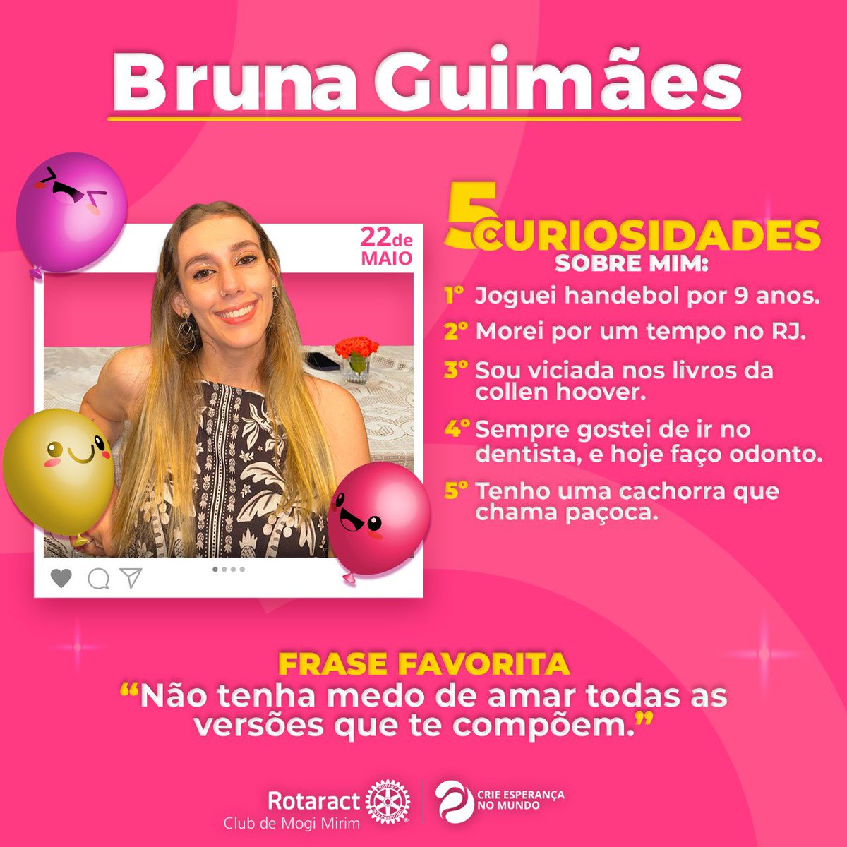 eteractmm's tweet image. Venha conferir os Aniversariantes do mês de Abril do nosso clube e comemore junto conosco! 

Desejamos tudo de mais lindo e belo do mundo à vocês. Agradecemos por todos os momentos e que vocês continuem sendo uma inspiração para todos nós! 🩷🥳👽

#Rotaract #crieesperancanomundo