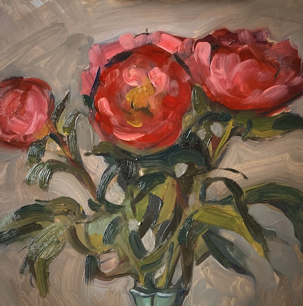 In the search of keeping it simple I focused on this vase of peonies. Lessons to be learned. Stage  #art #painting #paintinglessons #artlessons #artlessonssuffolk #suffolk #stilllife #dailysketch #oilpaint