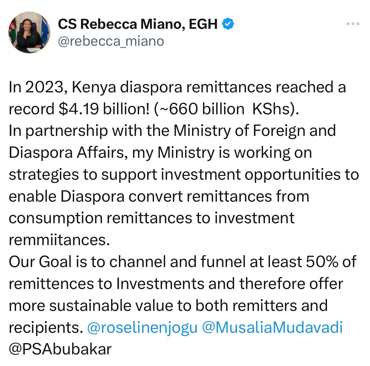 In 2023, Kenya diaspora remittances reached a record $4.19 billion! (~660 billion  KShs).