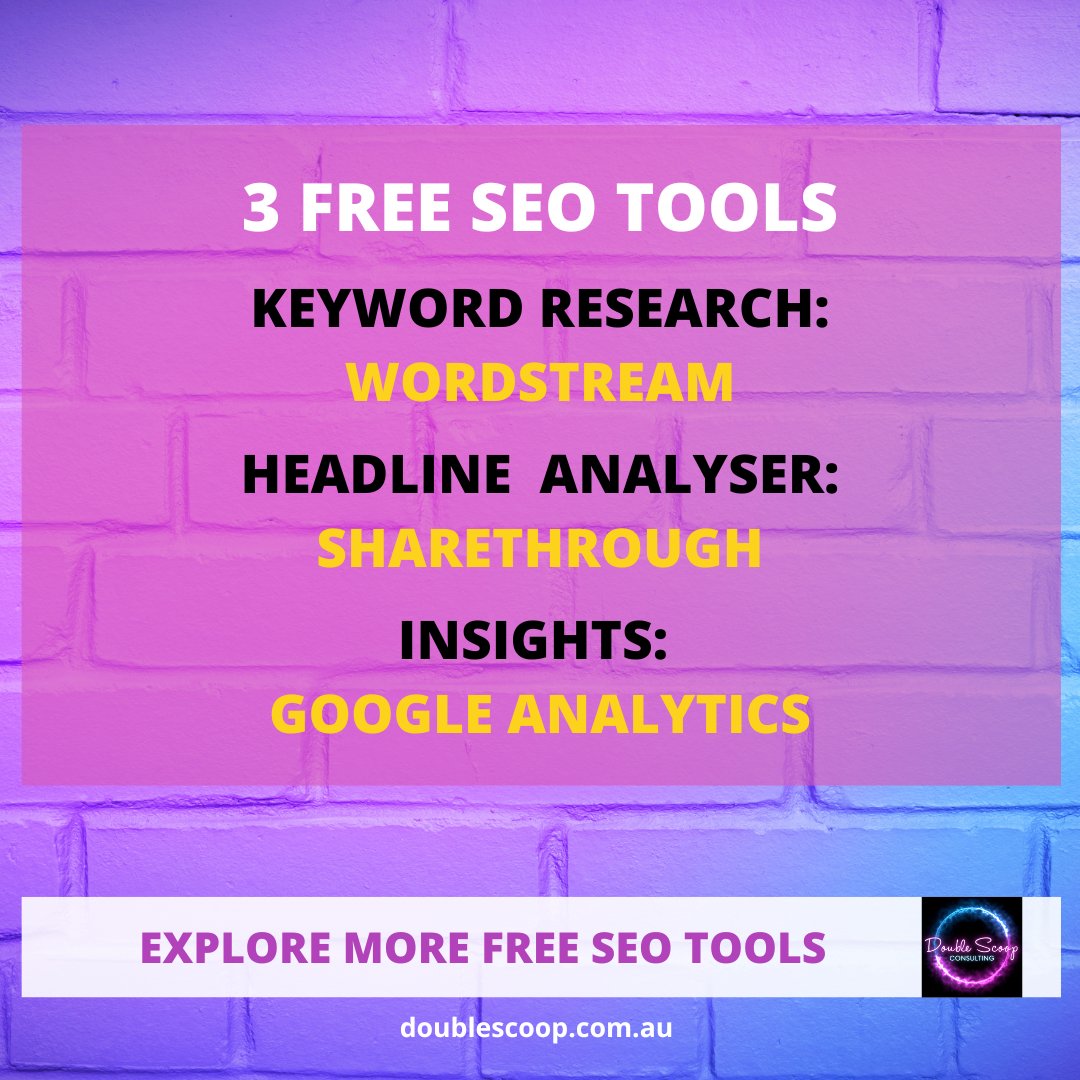 💬 Boosting SEO doesn't have to cost the earth! Here are 3 free SEO tools to maximise your content marketing investment.

🆓 Wordstream has a free keyword research tool
🆓 ShareThrough offers a free headline analyser
🆓 Google Analytics provides free content insights

#OrganicSEO