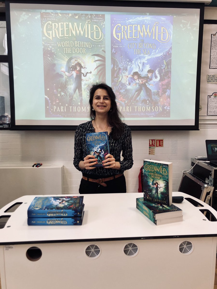 Today was my very first day touring #Greenwild: The City Beyond the Sea - which suddenly makes it all feel real! Thank you to St James’s Prep in Kensington & @WinnsPrimary in Walthamstow for such a brilliant day talking to kids and sharing a love of reading 💙✨📚