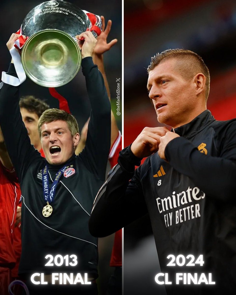 2013: Toni Kroos wins his first CL Final against Dortmund in Wembley. 2024: Toni Kroos will play his last CL Final against Dortmund in Wembley. Full circle.