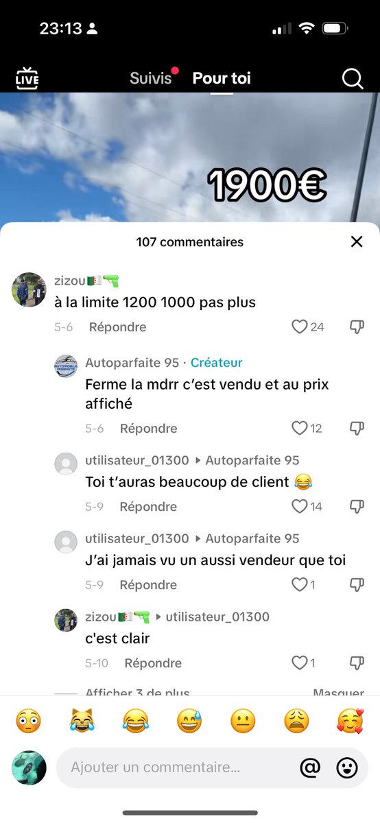 Jsuis mort déjà le prix et la réaction du vendeur