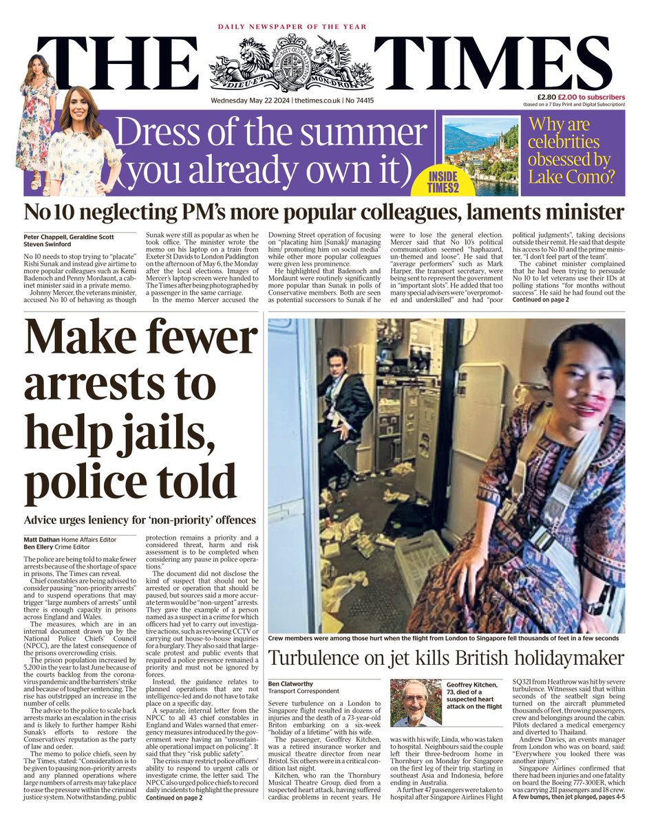 sgfmann's tweet photo. The Times: Make fewer arrests to help jails, police told #TomorrowsPapersToday https://t.co/PQMjH58On5