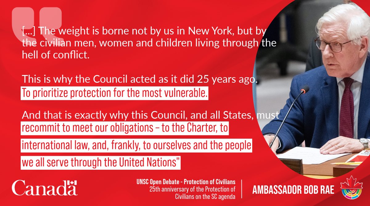 In the Security Council #UNSC today, Canada emphasized the continued crucial importance of Protection of Civilians. #ProtectionOfCivilians