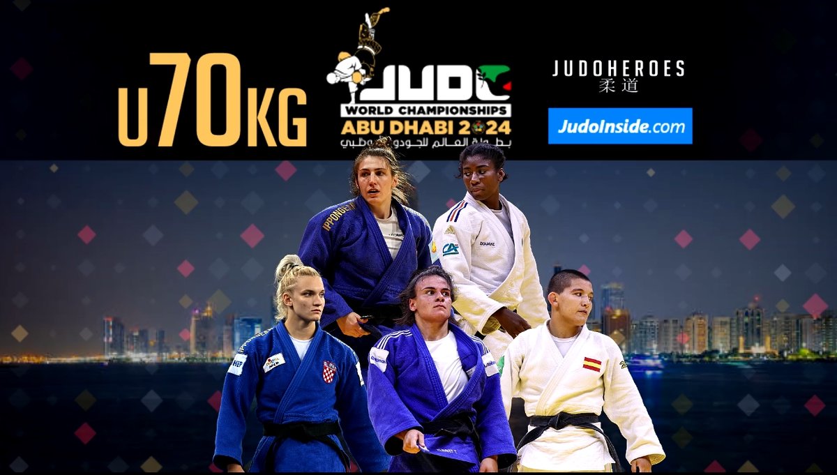 World Judo Championships Abu Dhabi, UAE 2024 🇦🇪 #JudoWorlds #JudoHeroes

Category preview U70kg:
GAHIE Marie Eve 🇫🇷
POLLERES Michaela  🇦🇹
 TELTSIDOU Elisavet 🇬🇷
 CVJETKO Lara 🇭🇷
TSUNODA ROUSTANT Ai🇪🇦