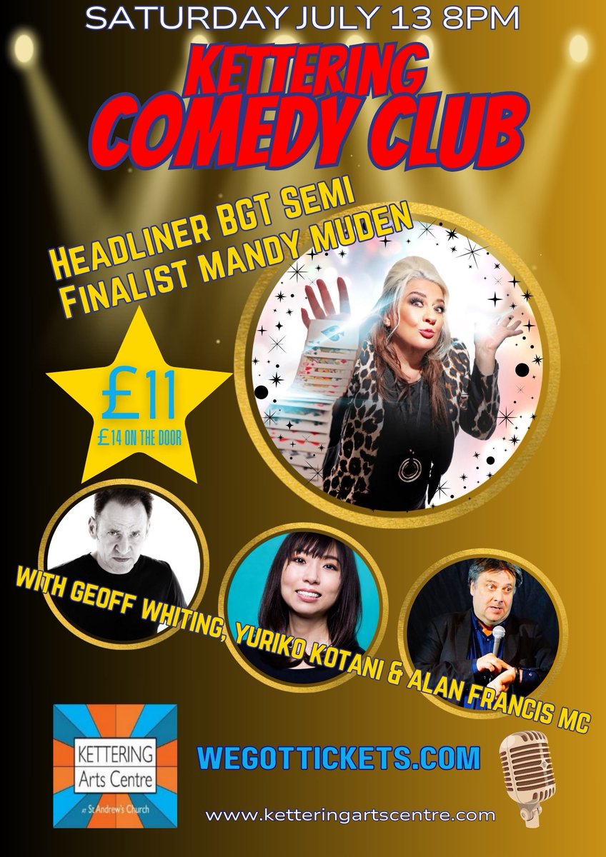 Tickets selling fast! Get yours now @WeGotTickets #events2024 #ketteringartscentre #livecomedy #standup #goodtimes #comedyclub