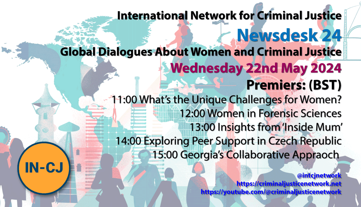 Our #newsdesk24 contributions premier through the day, join us for live discussion via #youtube and #x as we consider the unique needs and experiences of women involved with #criminaljustice around the world youtube.com/@criminaljusti…