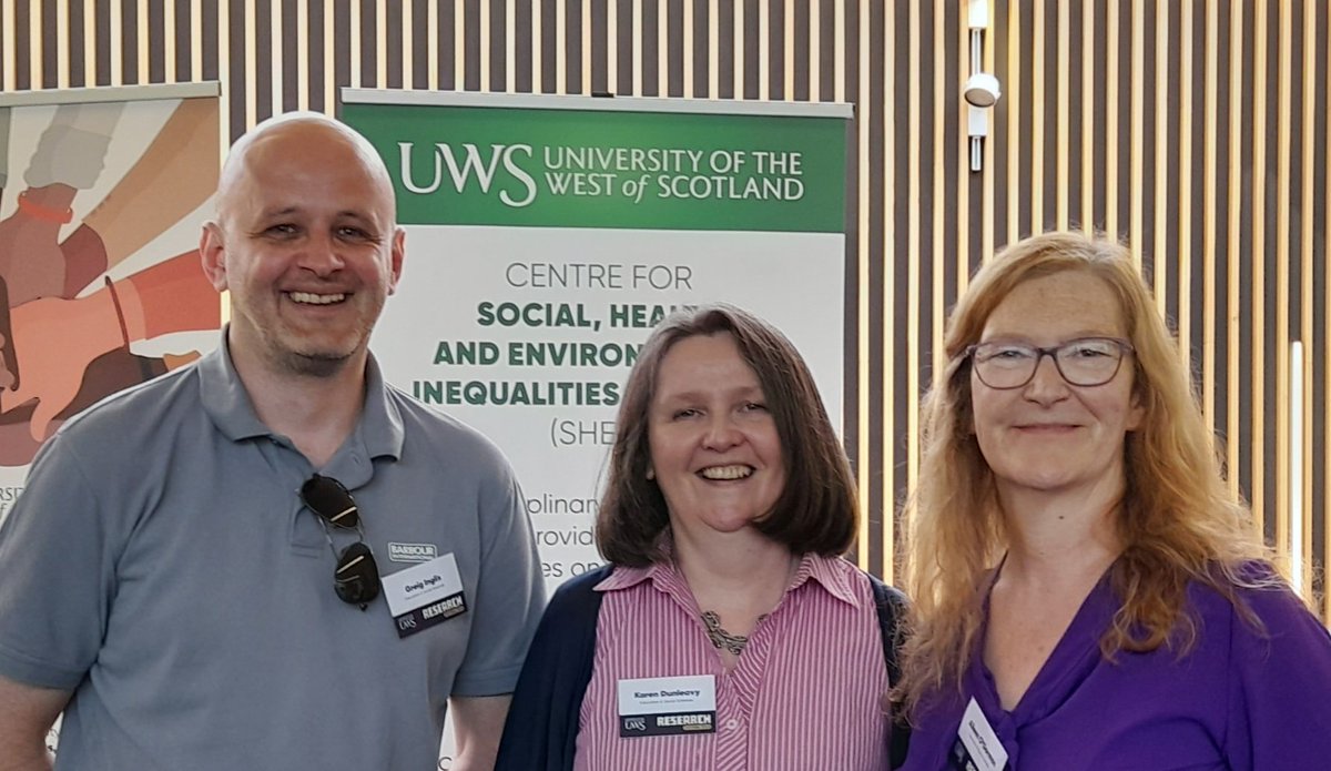 Wonderful inspiring conversations with colleagues at UWS Research Festival today + great to showcase our work at SHEIR (Social, Health & Environmental Inequalities Research) with fab colleagues Drs Greig Inglis and Karen Dunleavy @UniWestScotland @profcolinclark @EricBaumgartner