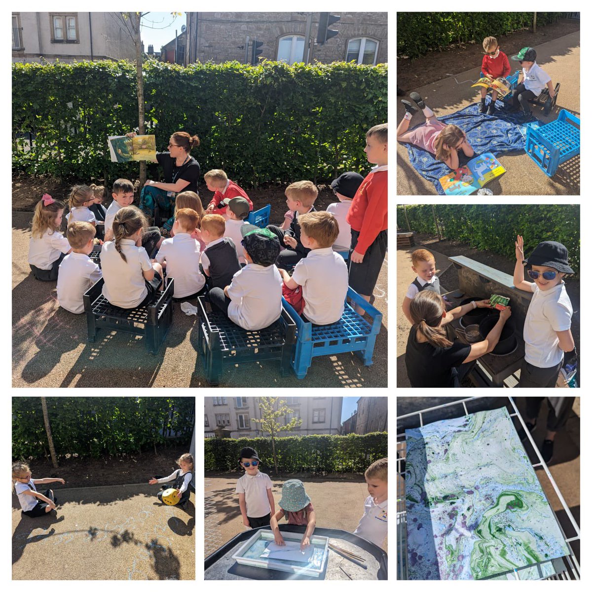 Beautiful morning to use the playground as our classroom. STEM, Literacy and Numeracy fun. #outdoorlearning #sunsout