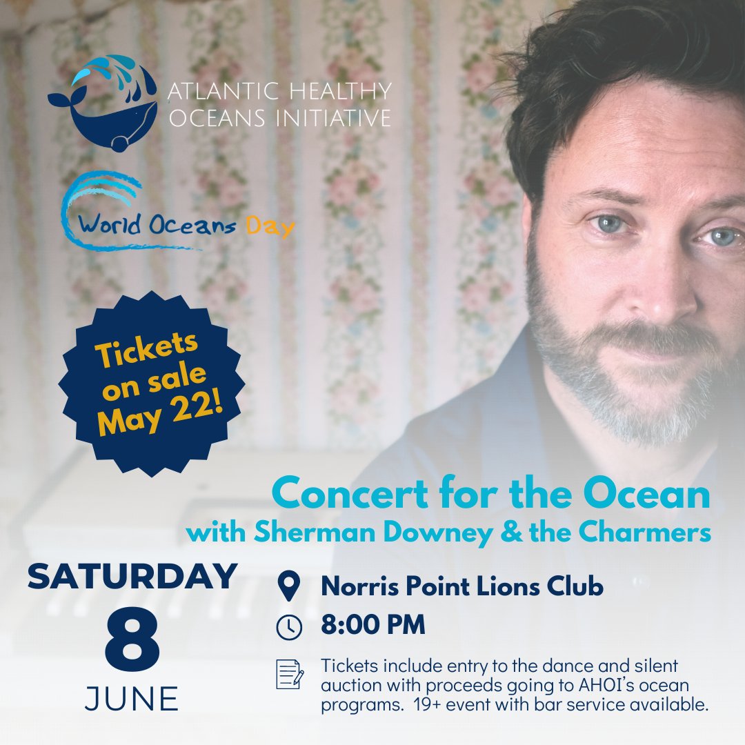 CONCERT FOR THE OCEAN
with Sherman Downey &amp; the Charmers

A celebration of World Ocean Day, in aid of AHOI's ocean programs!

🌊 Saturday, June 8
🌊 8PM
🌊 Norris Point Lions Club
🌊 19+ event

🎟 Tickets on sale May 22 via Eventbrite!

<a href="/WorldOceansDay/">World Ocean Day</a>

#GrosMorne #AHOI