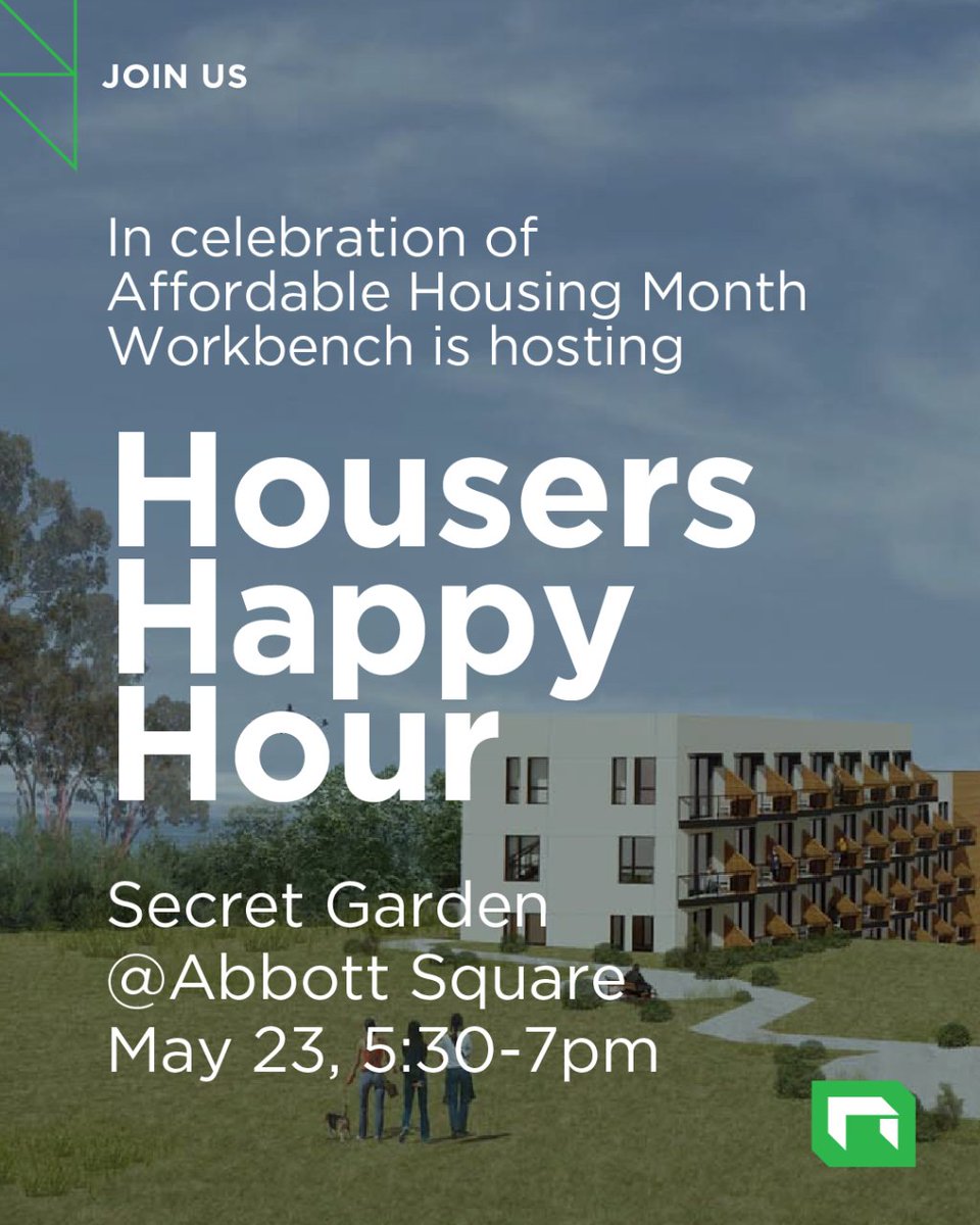 workbenchbuilt's tweet image. In celebration of Affordable Housing Month, Workbench is excited to host the 2nd Annual Housers Happy Hour @ Abbot Square in Santa Cruz! Enjoy drinks, mingling with local housing enthusiasts, and fun housing trivia. Looking forward to seeing you there!