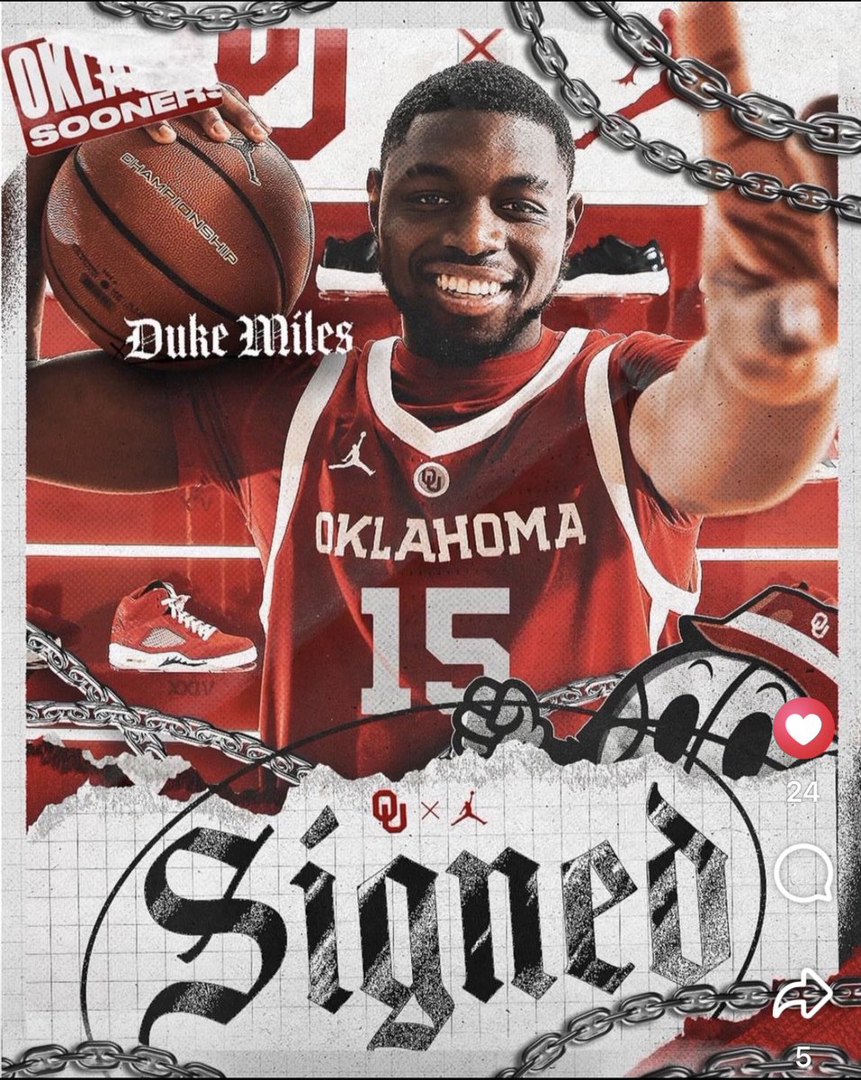 Congratulations to <a href="/Dukemiles10/">Duke</a> on signing with Oklahoma <a href="/OU_MBBall/">Oklahoma Basketball</a> Hard work is a talent!!
