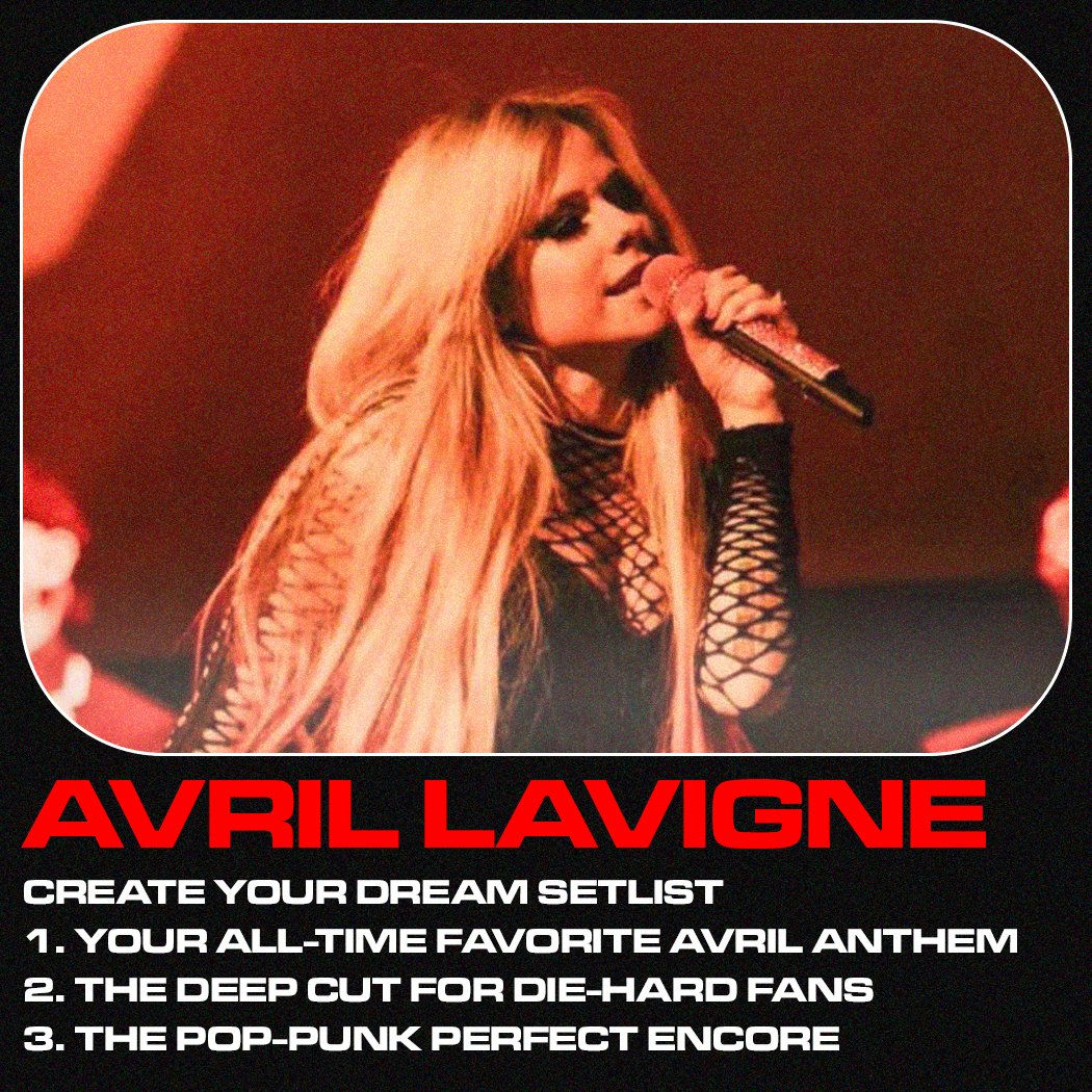 Get ready, @AvrilLavigne's The Greatest Hits tour kicks off tomorrow 🎸 We can't wait to sing along with our favorite pop punk princess... comment your answers below 💚💖🧡🖤