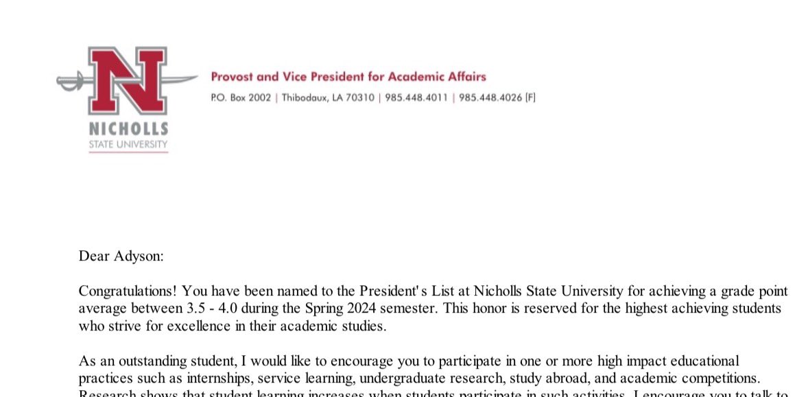 President’s List ✅