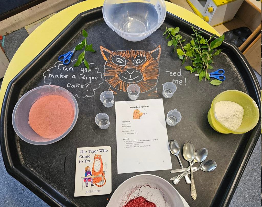 StPetersEYFS's tweet photo. We are loving our new topic and preparing for our tiger tea party on Thursday! #tigerwhocametotea #eyfs #welovebooks #teaparty https://t.co/60JYhbYC4F