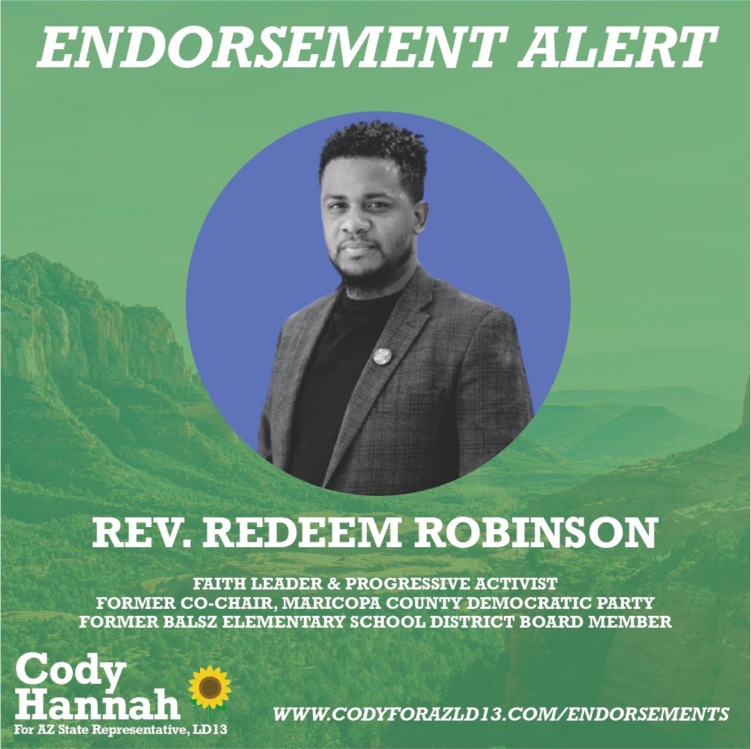 I’m proud to announce another BIG #endorsement from faith leader, former Balsz Elementary School District Board Member, and former Co-Chair of @MaricopaDems, Rev. Redeem Robinson! @reverendrgr Rev. Robinson is a dedicated activist and I am very proud to have his trust & support
