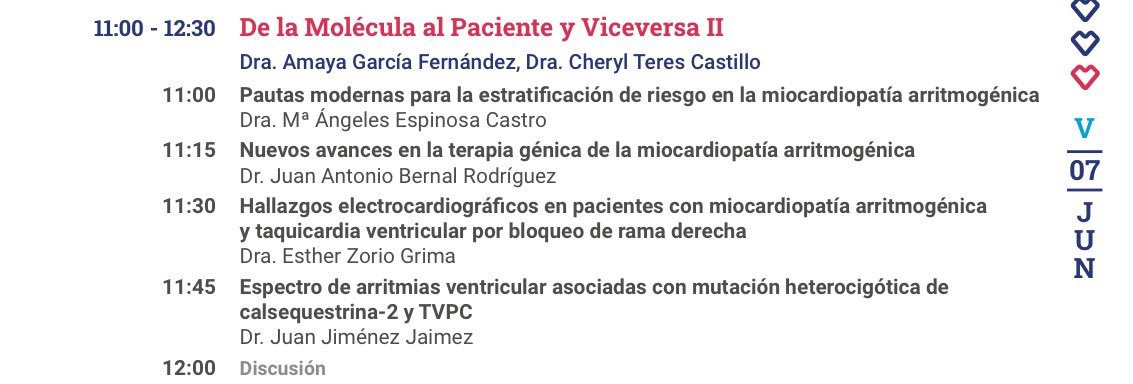 Despues del ☕️ de la Molécula al paciente con Amaya García, Cheryl Teres, Maria Angeles Espinosa, Juan Antonio Bernal, Esther Zoril y Juan Jiménez Jaimez @cardioCHUV @ArritmiasGr @CNIC_CARDIO …CARTELÓN PARA NO PERDERSE