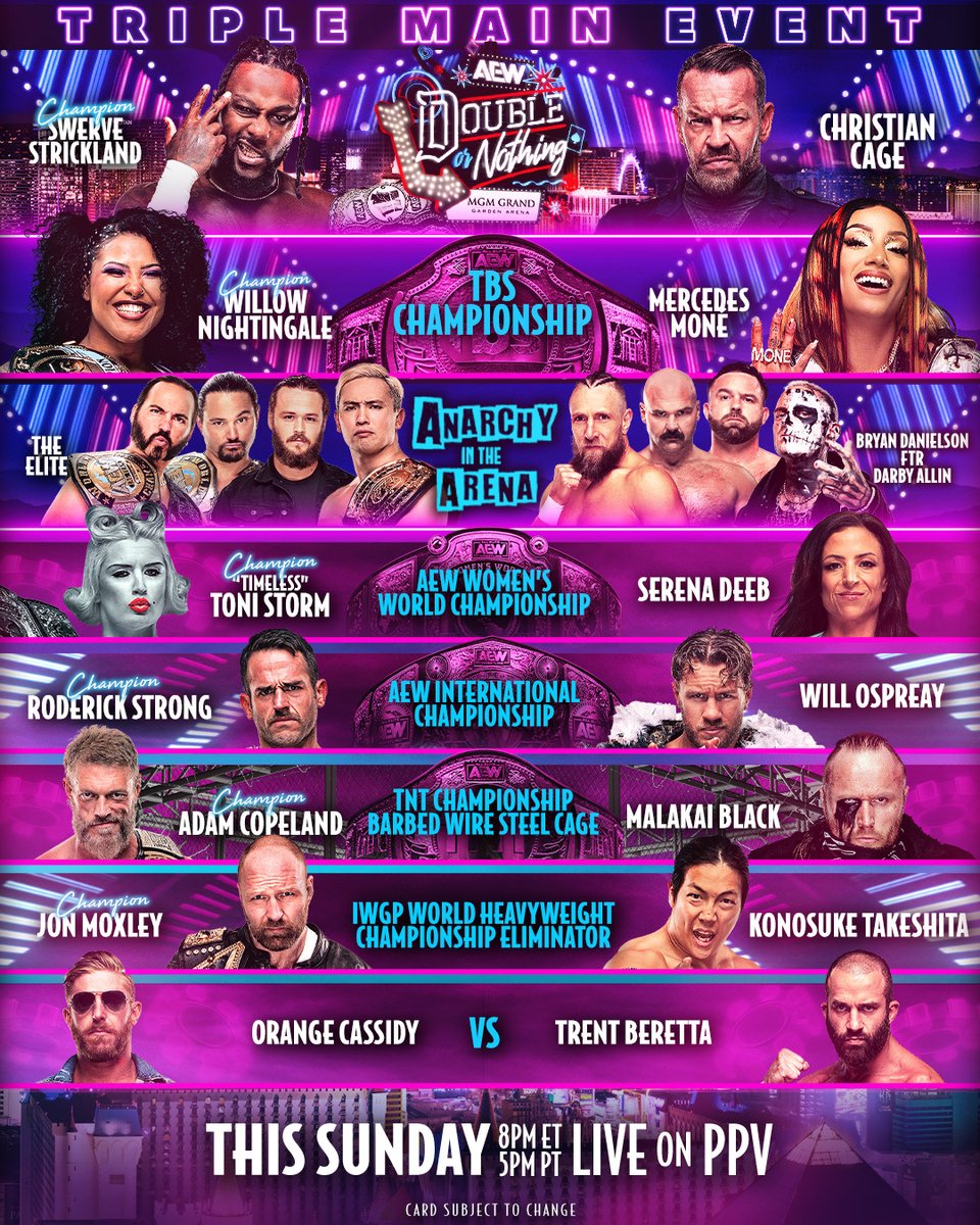 Watch #AEWDoN LIVE on PPV THIS SUNDAY 8pm ET/5pm PT 📺: Cable & Satellite 💻: Bleacher Report | YouTube | TrillerTV | PPV. com 🍺: Dave & Busters | Tom’s Watch Bar 🌐: Sky Italia | Foxtel | EuroSport India | Starzplay | New World TV | Begin OTT | SpoTV