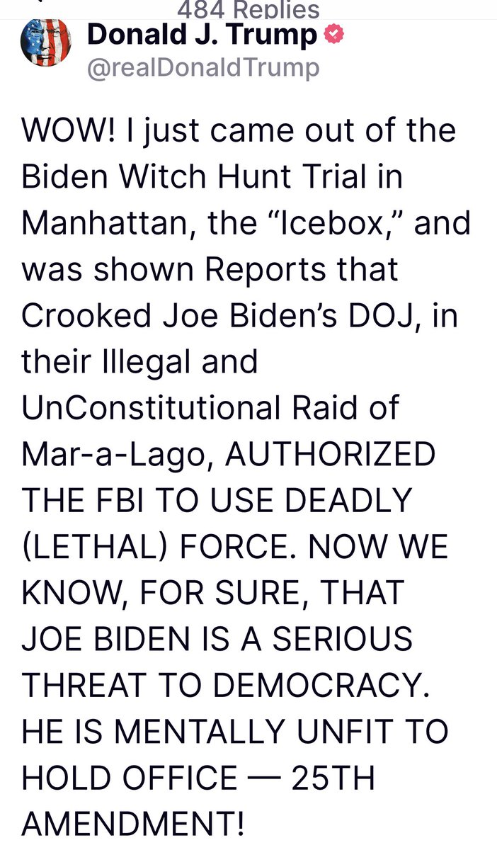 #DemVoice1 #DemsUnited #Fresh Well, he’s not dead. The search was legal because he was told to return the documents and President Biden had nothing to do with the search. President Biden has had nothing to do with any of his legal problems whatsoever. He just wants to sound