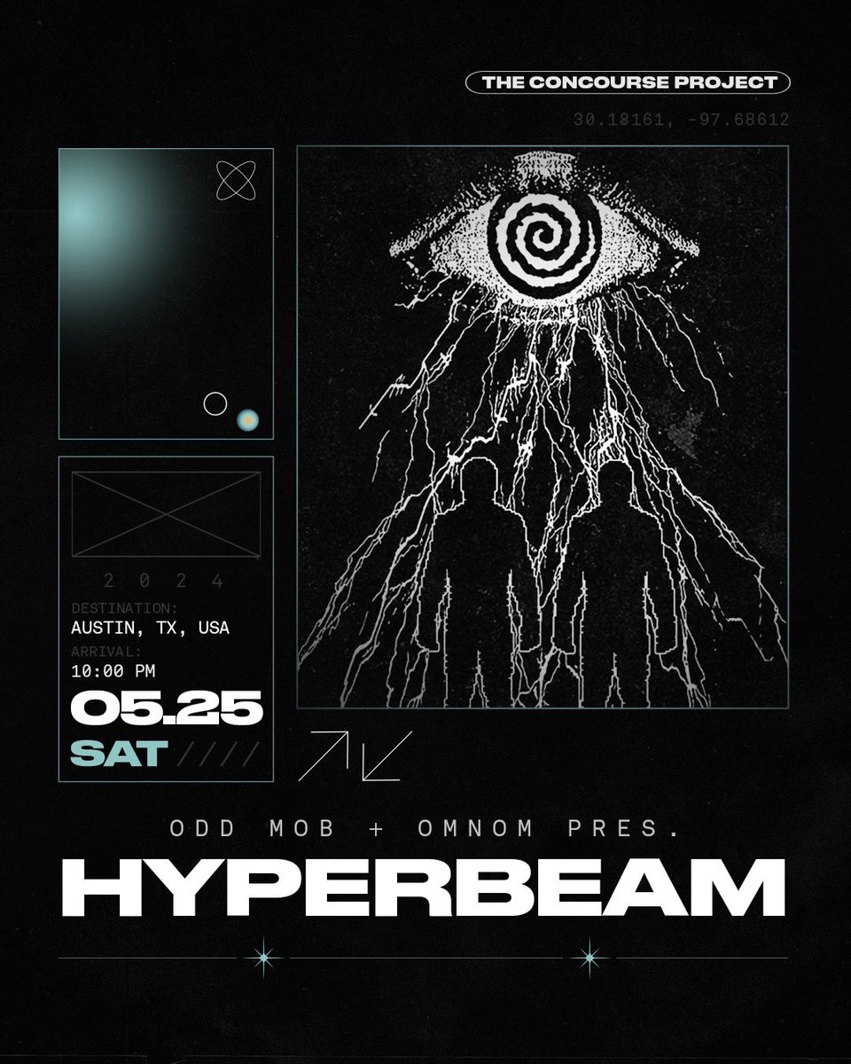 Saturday night: @ODD_MOB and @imOMNOM present @hyperbeam_ofc ⚡️ Following their official debut this past weekend, they’re bringing the beam to Austin for their only club date on the tour. 😎 Tickets → concourseproject.com 🛸