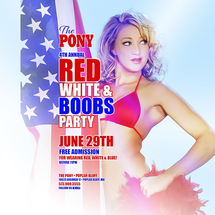 Celebrate Independence Day with us at Pony Poplar Bluff on June 29th! 🎆 Red, White & B00BS! 🎆 Dance specials all night 💃 Firecrackers to keep you entertained 🎉 Time to party like it's 1776!🎇 . . . #PonyPoplarBluff #IndependenceDay #FirecrackerFun #TheOzarks #ThePony #RWB...