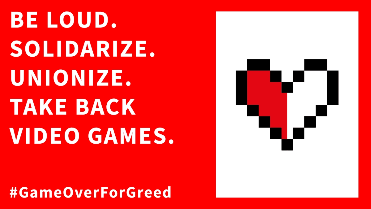 florianxl8's tweet photo. Be loud. Solidarize. Unionize. Take back video games. 

#GameOverForGreed #VideoGameIndustry #FixGaming #VideoGameSolidarity #Unionize 

@avteur @AVUE_eV  @_verdi @GameWorkers @GWU_Deutschland @gamedevunionpl @IWGB_GW @GWSoCal @CODE_CWA @IGNUnion https://t.co/I61D3Kf58r