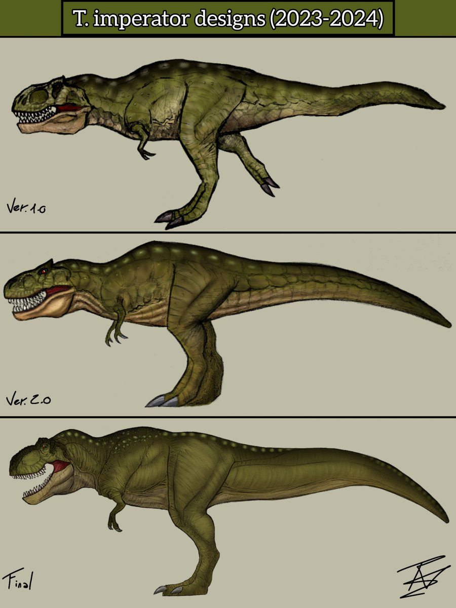 Tyrannosaurus imperator is the apex predator of a concept mod that I would like to launch (if all goes well it will be called Carnivores Empire). These are the two discarded designs along with the final design.