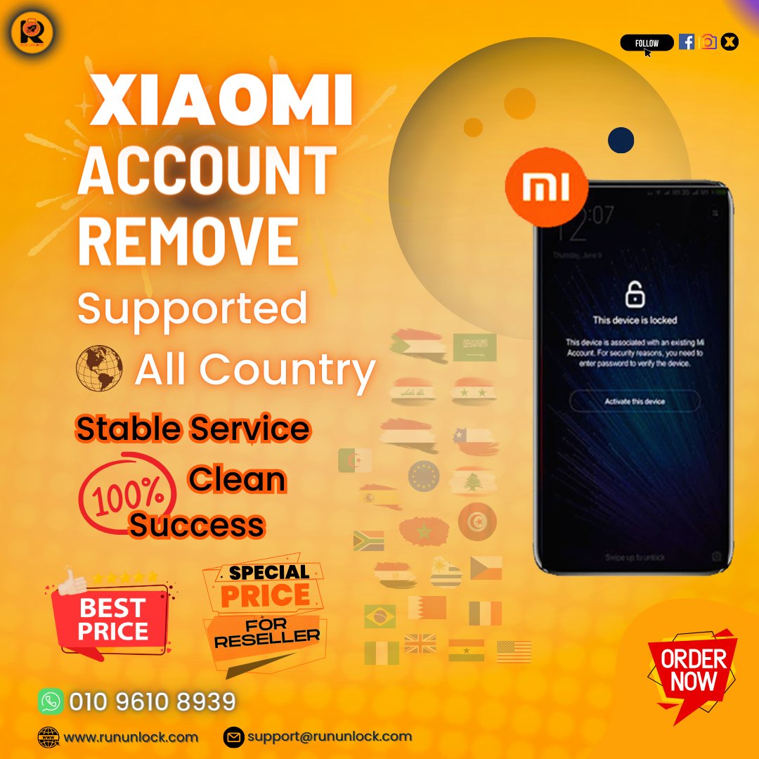 RunUnlock's tweet photo. 📱 Xiaomi Mi Account Remove 📱
🔐 Supported All Country ⌛
🌐 Direct to Source
✅ Stable Service
💯 Clean Success
🤑 Best Price
👨‍💻 Order Now 
🌐 https://t.co/9xIS0uoFz1
📷Follow News and Service Updates
https://t.co/FNWcBTfny6 https://t.co/tChahf0t5A