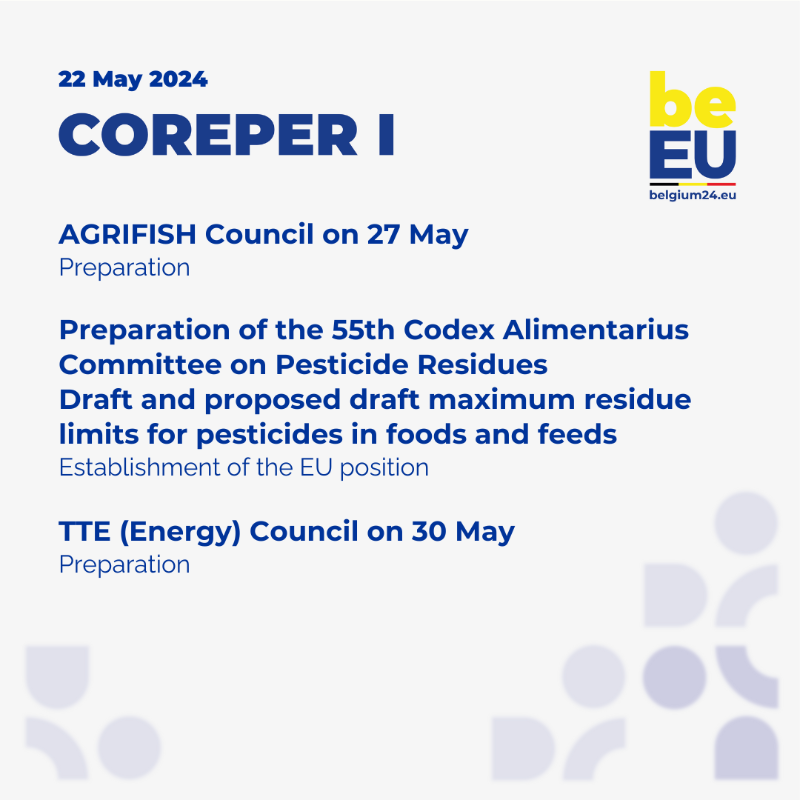 BelgiuminEU's tweet photo. This week's agenda for #COREPERI and #COREPERII.