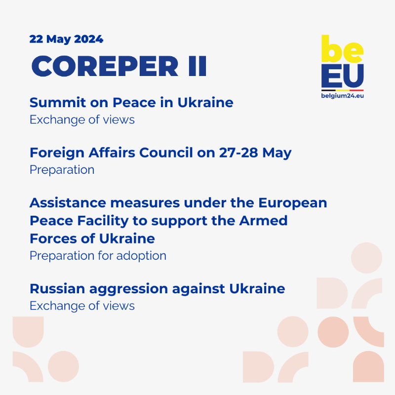 BelgiuminEU's tweet photo. This week's agenda for #COREPERI and #COREPERII.