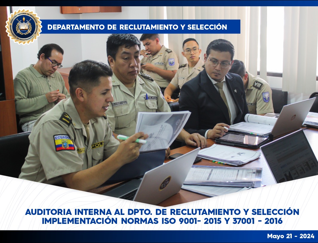 byronfloresm's tweet photo. El Departamento de Reclutamiento y Selección @PoliciaEcuador continúa en la implementación Normas ISO 9001 e ISO 37001. @intedya ejecuta la Auditoría Interna para verificar el cumplimiento de la norma.

Gracias al apoyo de @OEA_Seguridad @ItalyatOAS en el marco de la #Redppol. https://t.co/6O0zuKipOK