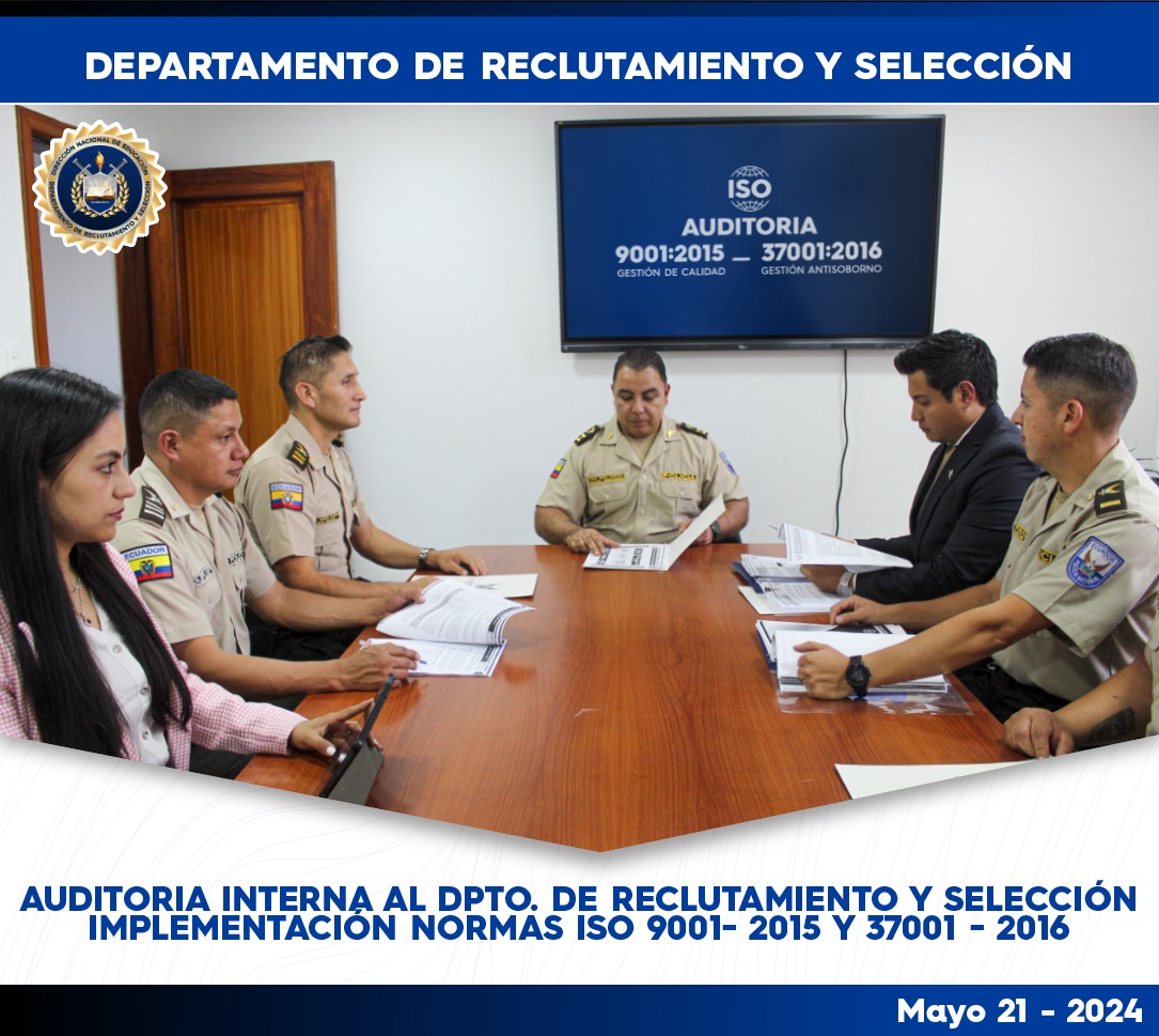 byronfloresm's tweet photo. El Departamento de Reclutamiento y Selección @PoliciaEcuador continúa en la implementación Normas ISO 9001 e ISO 37001. @intedya ejecuta la Auditoría Interna para verificar el cumplimiento de la norma.

Gracias al apoyo de @OEA_Seguridad @ItalyatOAS en el marco de la #Redppol. https://t.co/6O0zuKipOK