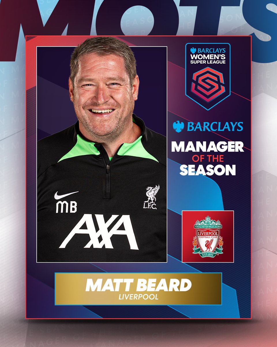 The @BarclaysFooty Manager of the Season! 🤩 Matt Beard 🤩