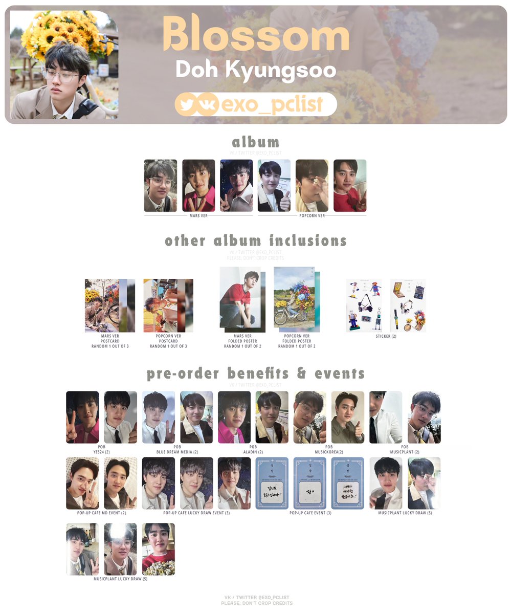KYUNGSOO (D.O.) BLOSOOM PHOTOCARDS LIST / TEMPLATE VER 4 Full size