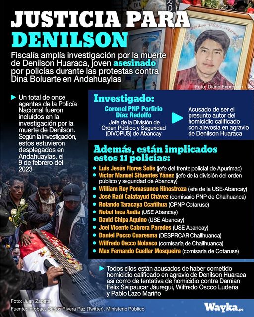 #Apurímac | A más de un año del asesinato de Denilson Huaraca, en las protestas contra el régimen de Dina Boluarte, el Ministerio Público amplía la investigación para identificar a los responsables. Su familia sigue esperando justicia.