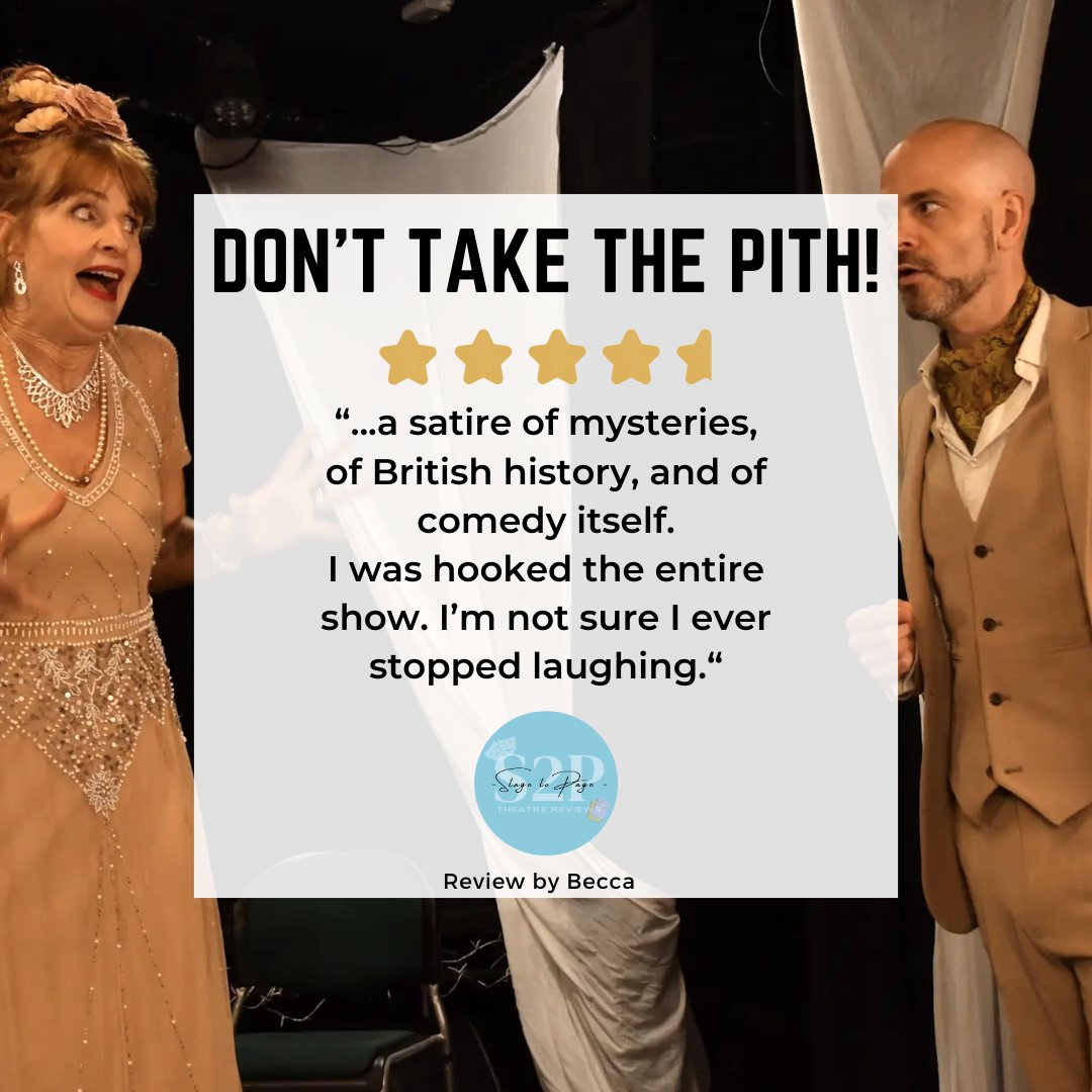 Check out our ⭐⭐⭐⭐ ½ review of Don't Take the Pith!, currently playing at @draytonarmsSW5 Full review here: stagetopage.co.uk/2024/05/dont-t… AD | gifted photo credit: Wala Arts