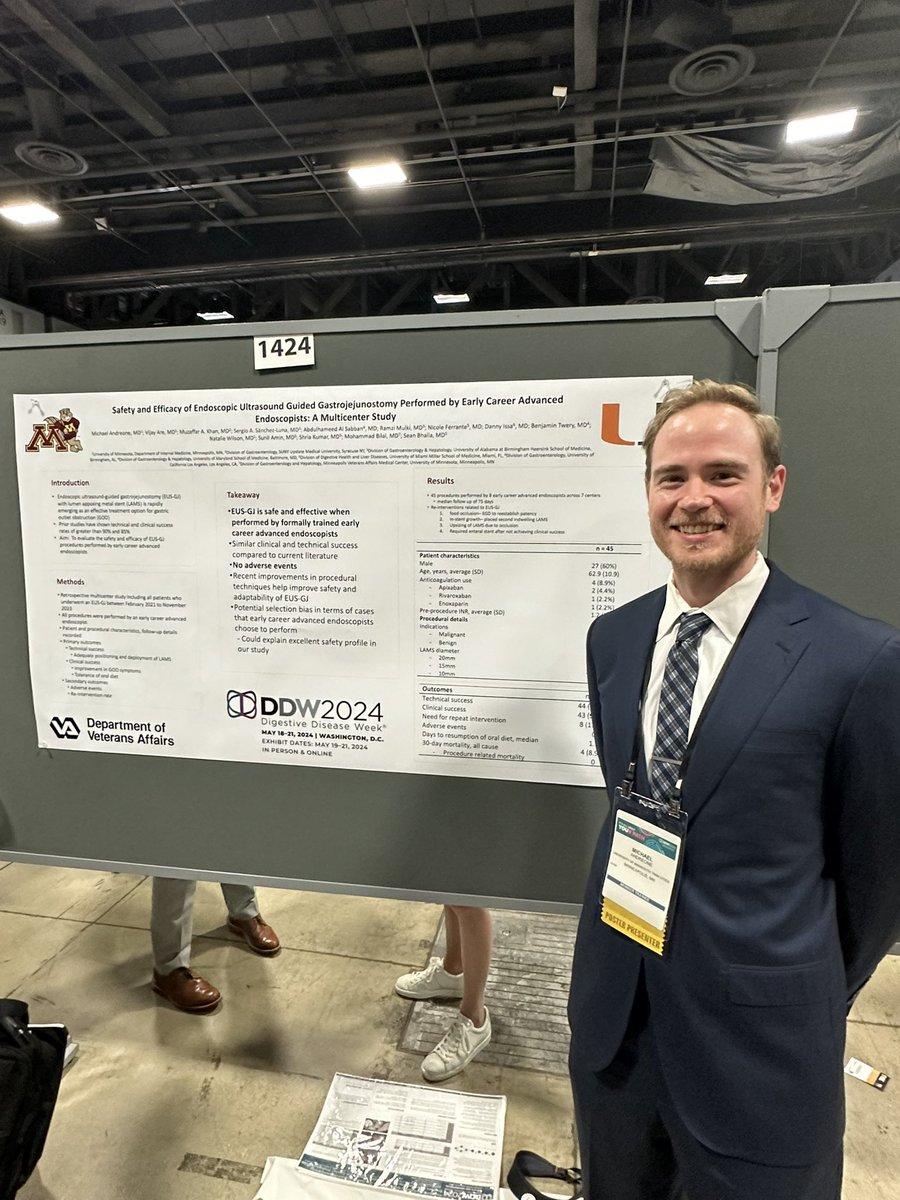 Mohammad Bilal, MD (@bilalmohammadmd) on Twitter photo Fantastic work by @AndreoneMichael on presenting our multicenter work led by <a href="/seanbhalla/">Sean Bhalla</a> on outcomes of #EUSGJ performed by early career advanced endoscopists 🔥
<a href="/MuzaffarAkbar/">Hafiz Muzaffar Akbar Khan</a> <a href="/SanchezLunaMD/">Sergio A. Sánchez-Luna, MD, DABOM (He/Him/His)</a> <a href="/TudiSabban/">Abdulhameed Al-Sabban</a> <a href="/rmulkimd/">Ramzi Mulki, MD</a> <a href="/DannyIssaMD/">Danny Issa, MD</a> @KumarShria
#DDW2024 <a href="/DDWMeeting/">Digestive Disease Week</a> Fantastic work by @AndreoneMichael on presenting our multicenter work led by <a href="/seanbhalla/">Sean Bhalla</a> on outcomes of #EUSGJ performed by early career advanced endoscopists 🔥
<a href="/MuzaffarAkbar/">Hafiz Muzaffar Akbar Khan</a> <a href="/SanchezLunaMD/">Sergio A. Sánchez-Luna, MD, DABOM (He/Him/His)</a> <a href="/TudiSabban/">Abdulhameed Al-Sabban</a> <a href="/rmulkimd/">Ramzi Mulki, MD</a> <a href="/DannyIssaMD/">Danny Issa, MD</a> @KumarShria
#DDW2024 <a href="/DDWMeeting/">Digestive Disease Week</a>