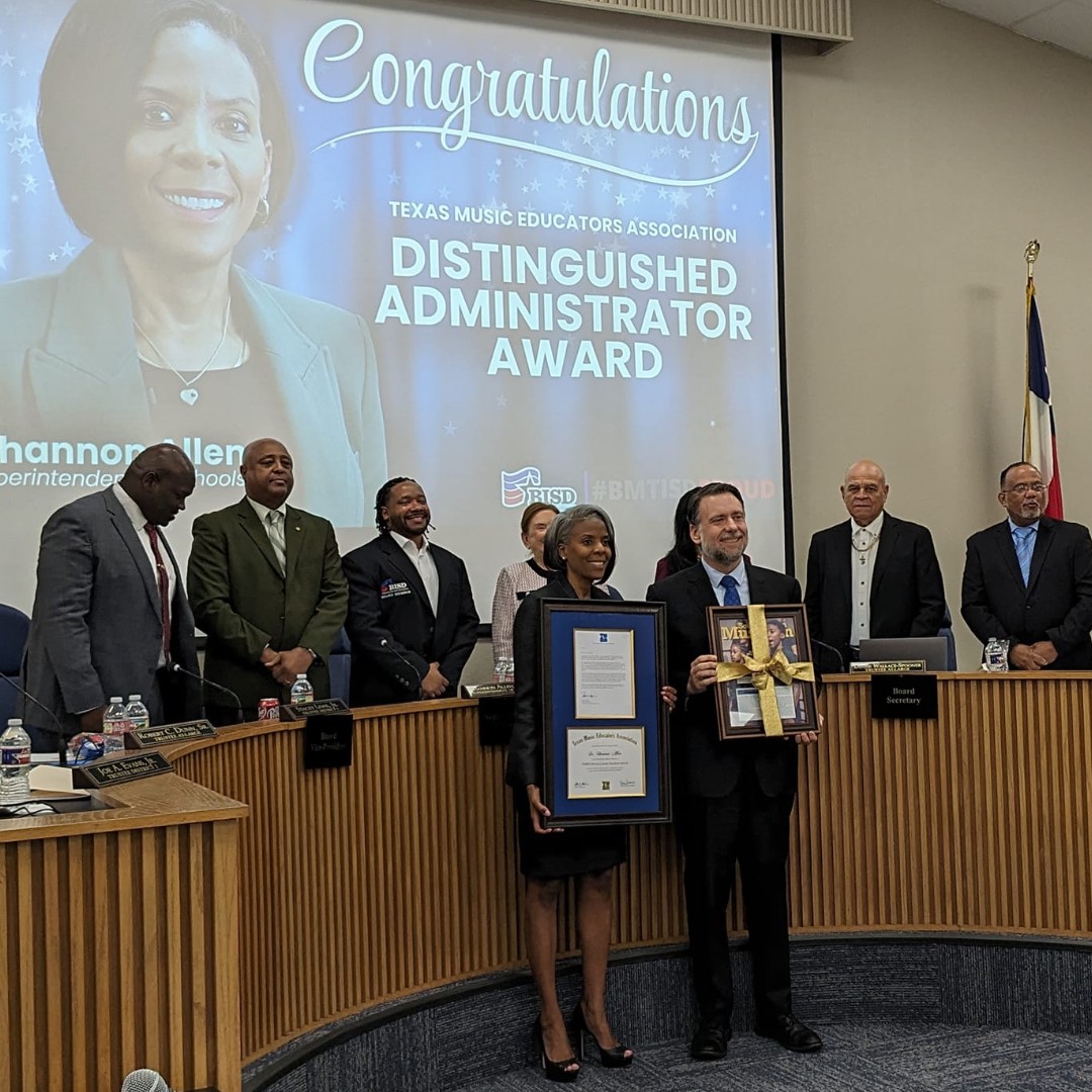 🎉Visit our website to Learn how Dr. Shannon Allen earned the title of Distinguished Administrator from the Texas Music Educators Association! ow.ly/KgCp50RPC03