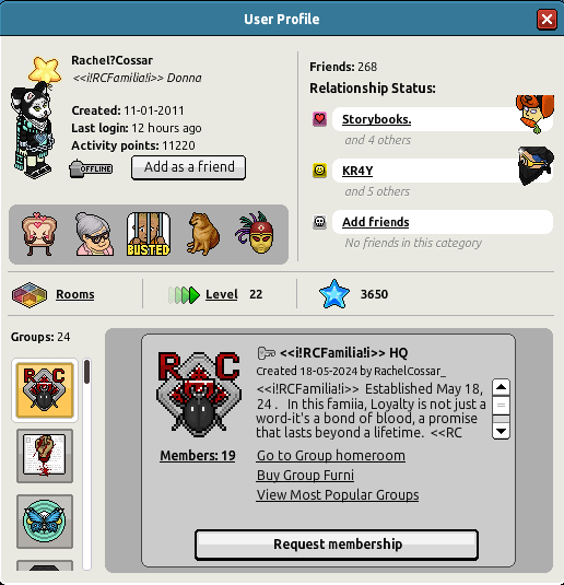 HabboFrauds's tweet photo. Rachel!cossar &amp; her crew Shiki, xGolan &amp; mamaward forming a "Mafia Family" 😂 Imagine taking yourself this seriously. Habbo Mafias in 2024 are where failed &amp; forgotten wannabes go to play make-believe.  

#rachelcossar #shiki #xgolan #habbo #scammer #hacker #RCFamilia https://t.co/DIRZxsIpBh