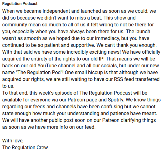 The Regulation Pod tweet media