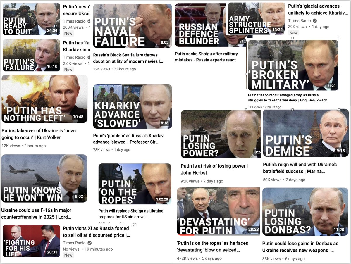 7/ The Comical Ali Crown for the rotten UK media was with the Telegraph but The Times has taken over. As Russia has advanced daily over the last 10 days here's a snapshot of Times coverage from which you'd think UKR must be closing in on Moscow. This is why the old media is