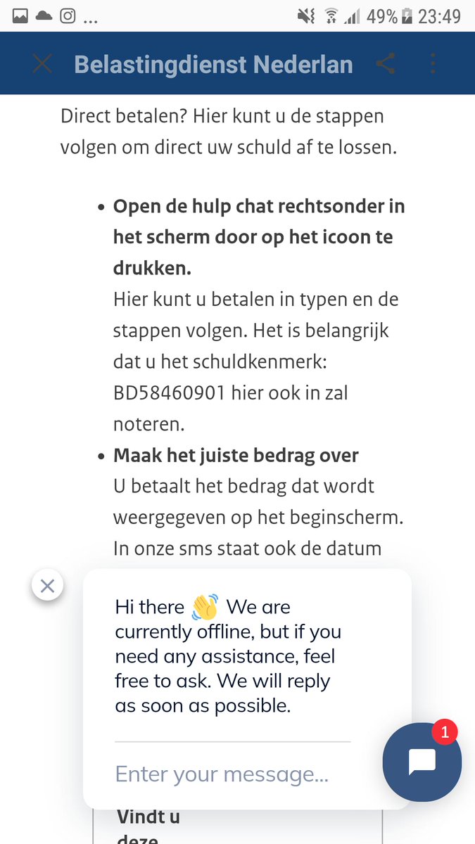 Goedenavond <a href="/Belastingdienst/">Belastingdienst</a> , ik denk dat er weer phishingberichten in omloop zijn? Kreeg vandaag een SMS, zie foto. Neem aan dat dit niet van jullie is?