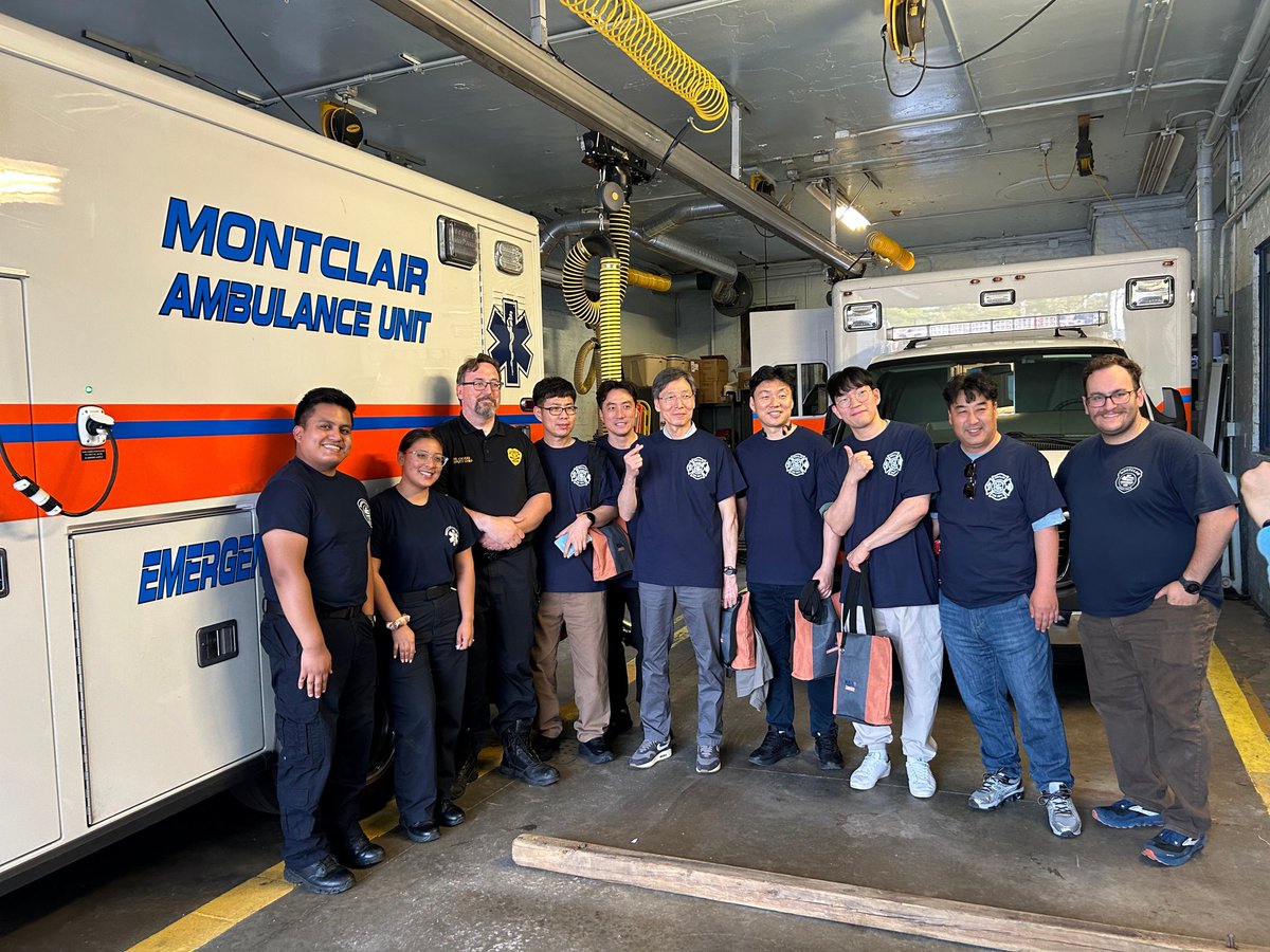 MontclairEMS's tweet photo. Yesterday, we had the honor of hosting members from the Korea Fire Service at the Montclair Ambulance Unit! Together, we explored the ins and outs of EMS, celebrating our shared mission of aiding those in need. 🚑💫 
.
.
.
.
#GlobalEMS #HelpingPeople #MontclairEMS https://t.co/Oh7gOrBPCs