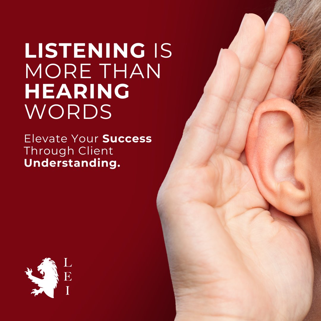 Listening is more than hearing words—it's understanding the message behind them. Cultivate your listening skills to build stronger client relationships and drive success. 👂✨ 

#listeningskills #clientrelations #salessuccess #leomhannenterprises