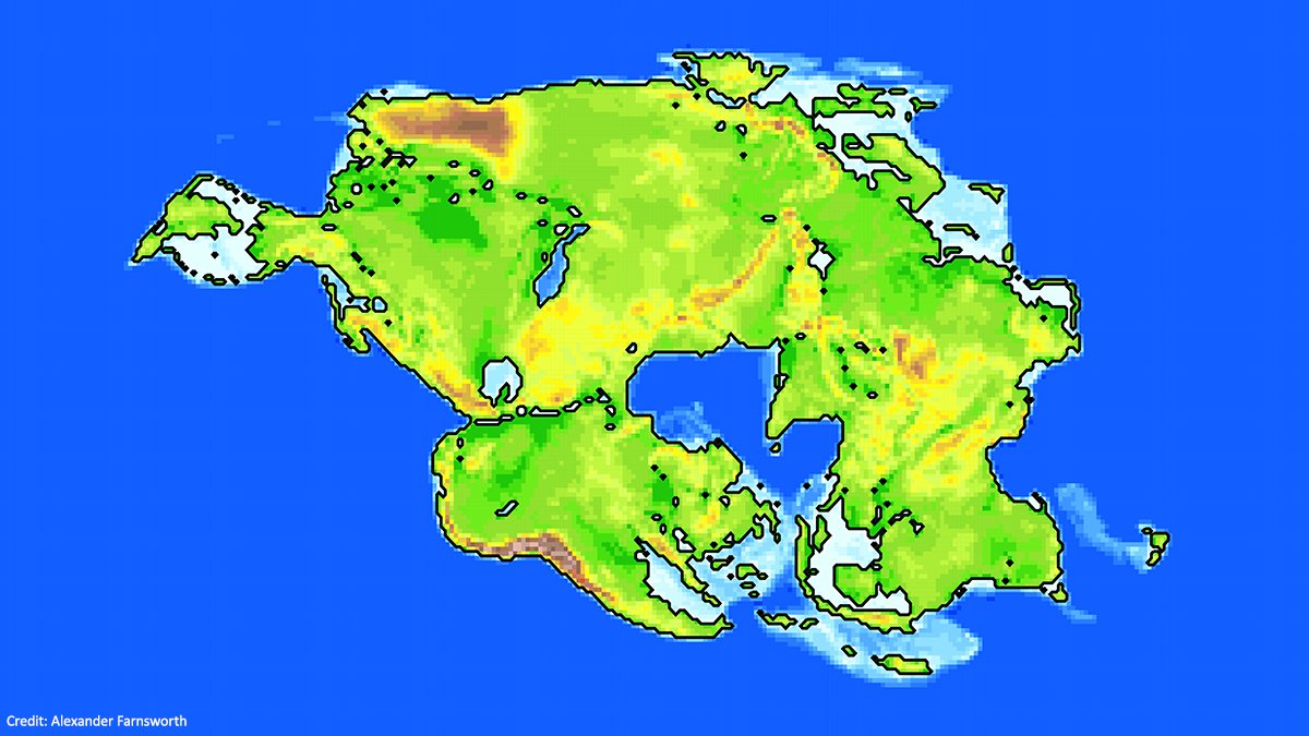 raspishake's tweet photo. As the future #PangeaUltima #supercontinent forms in ~250 million years, a hotter Sun, an absence of ocean coastline, and increased volcanic #CO2 emissions will make most of the new landmass unlivable for mammals.
Discover more about this on @AGU_Eos ➡️ https://t.co/ly1VXBgxEH https://t.co/7cw7t681wT