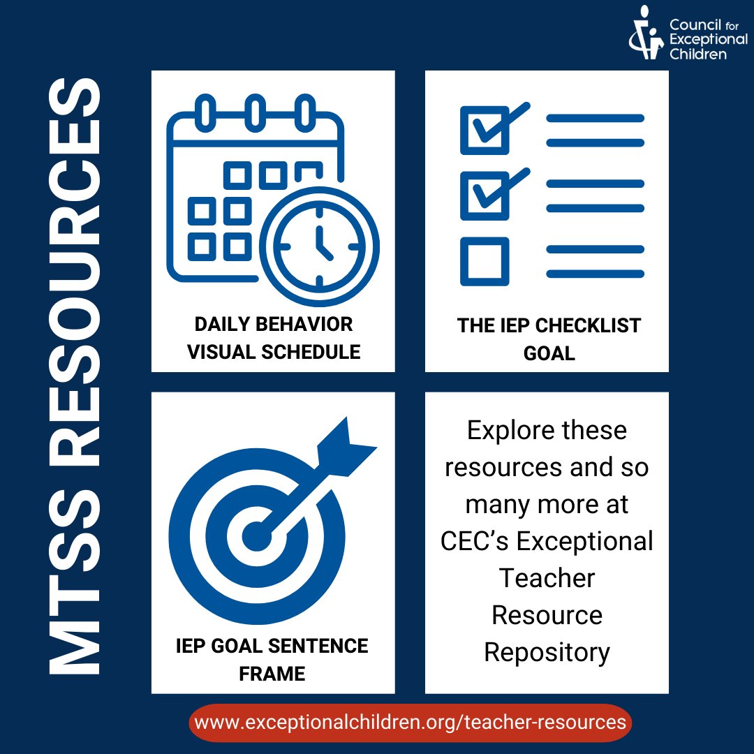 CEC's Exceptional Teacher Resource Repository offers a wealth of expert-reviewed resources created by your peers. Search for resources for supporting all learners in a variety of formats that fit your needs.

Learn more: exceptionalchildren.org/teacher-resour…