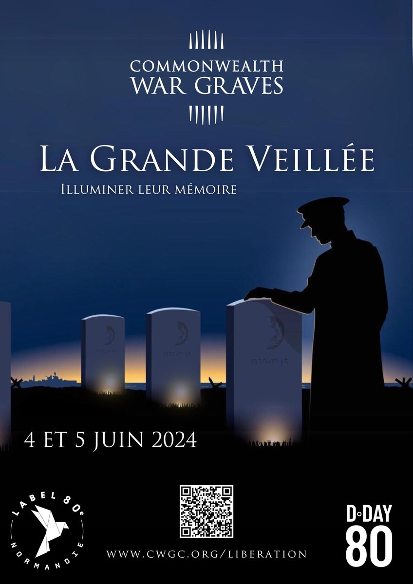 In 2 weeks time we will be illuminating every <a href="/CWGC/">Commonwealth War Graves</a> headstone in our cemeteries and also those in churchyards and communal cemeteries in Calvados, Normandy. 
That’s over 25,000 !

If you’re in Normandy then please join one of these special #DDay80 events 

cwgc.org/liberation/the…