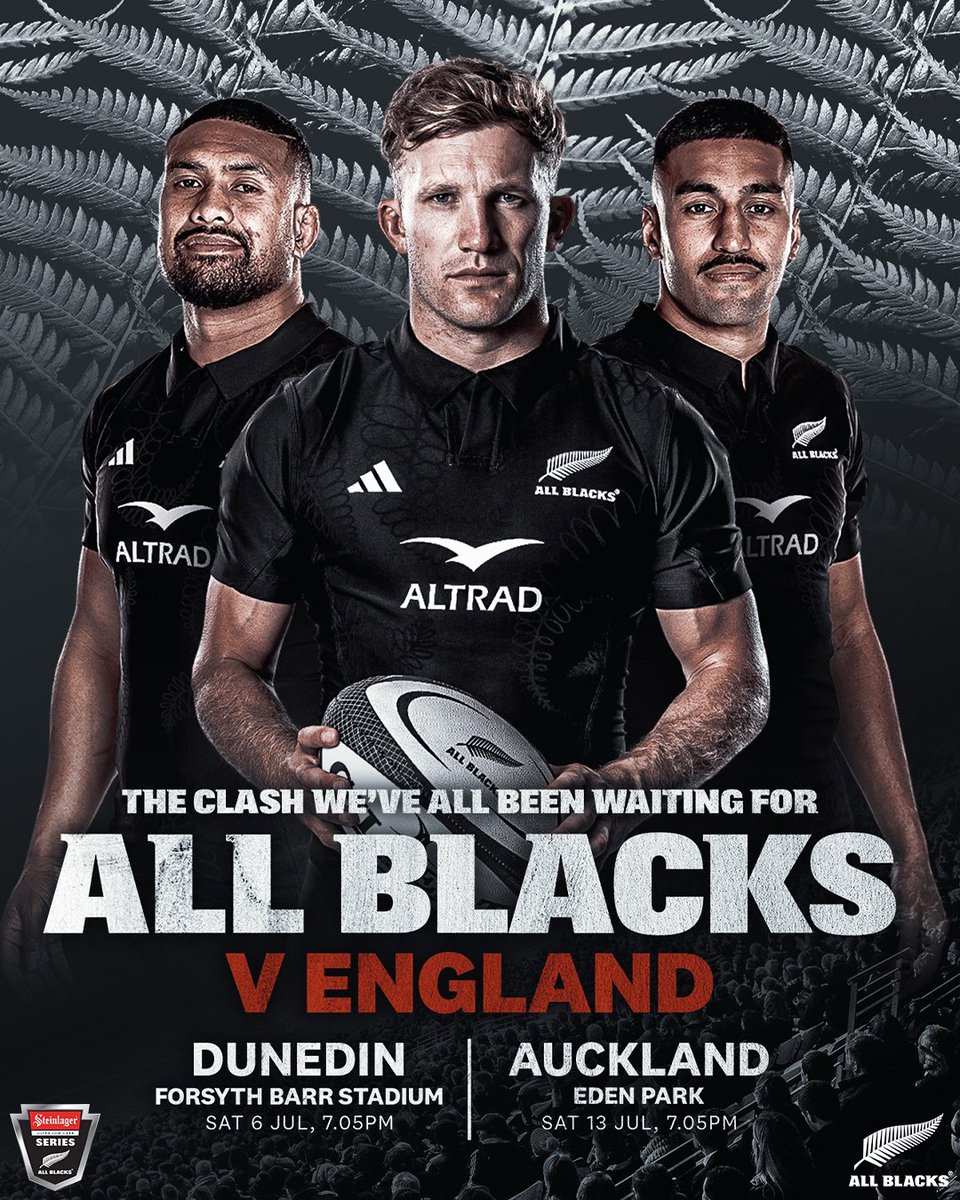 🎟️ TICKETS ON SALE | Tickets are now on sale for the All Blacks Steinlager Ultra Low Carb Series against England. Tickets to matches in Auckland and Dunedin are selling fast! Get your tickets here ➡️ tickets.allblacks.com #AllBlacks