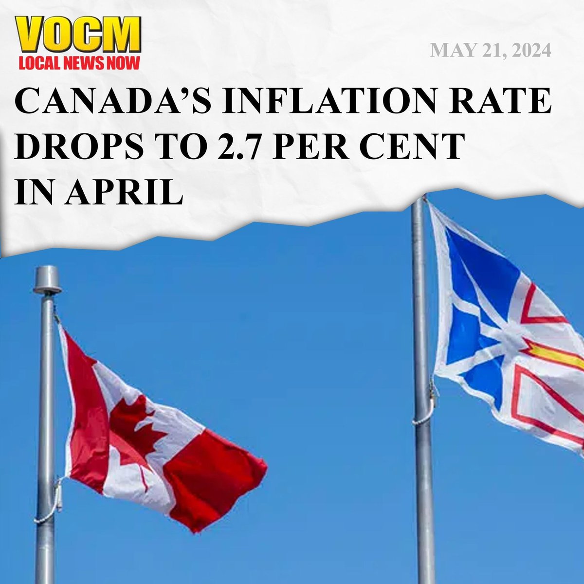 'In Newfoundland and Labrador, the rate dropped from 3.1 per cent to 2.6 and in St. John’s, inflation fell almost a full percentage point to 2.9 from 3.8.' vocm.com/2024/05/21/can…